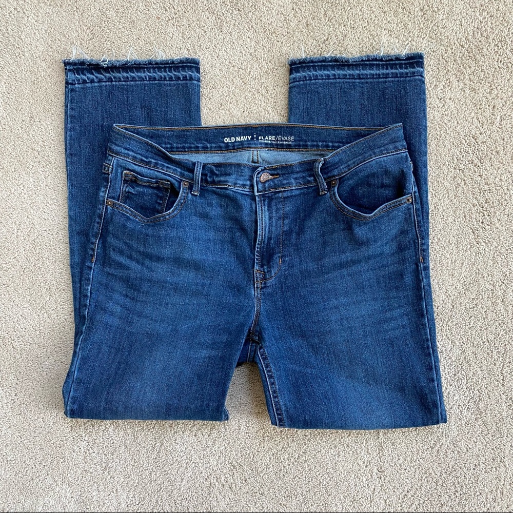 Old Navy Flare Mid-Rise dark wash denim jeans size 10 excellent condition